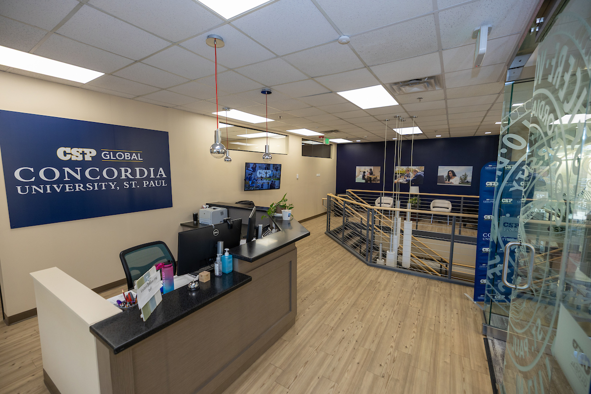 An image showing the front desk at the Denver campus.